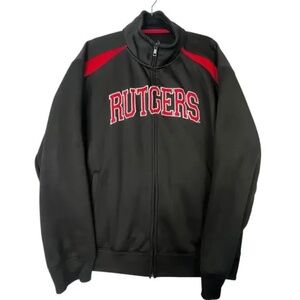 Rutgers Scarlet Knights Mens Full Zip Gray Jacket Stretch Spell Out LARGE